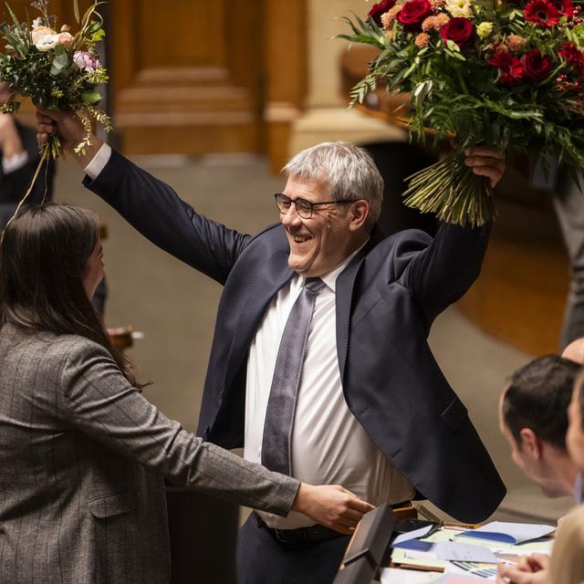 Lundi 4 décembre: le socialiste bâlois Eric Nussbaumer sera la premier citoyen du pays durant un an. [Keystone - Alessandro della Valle]