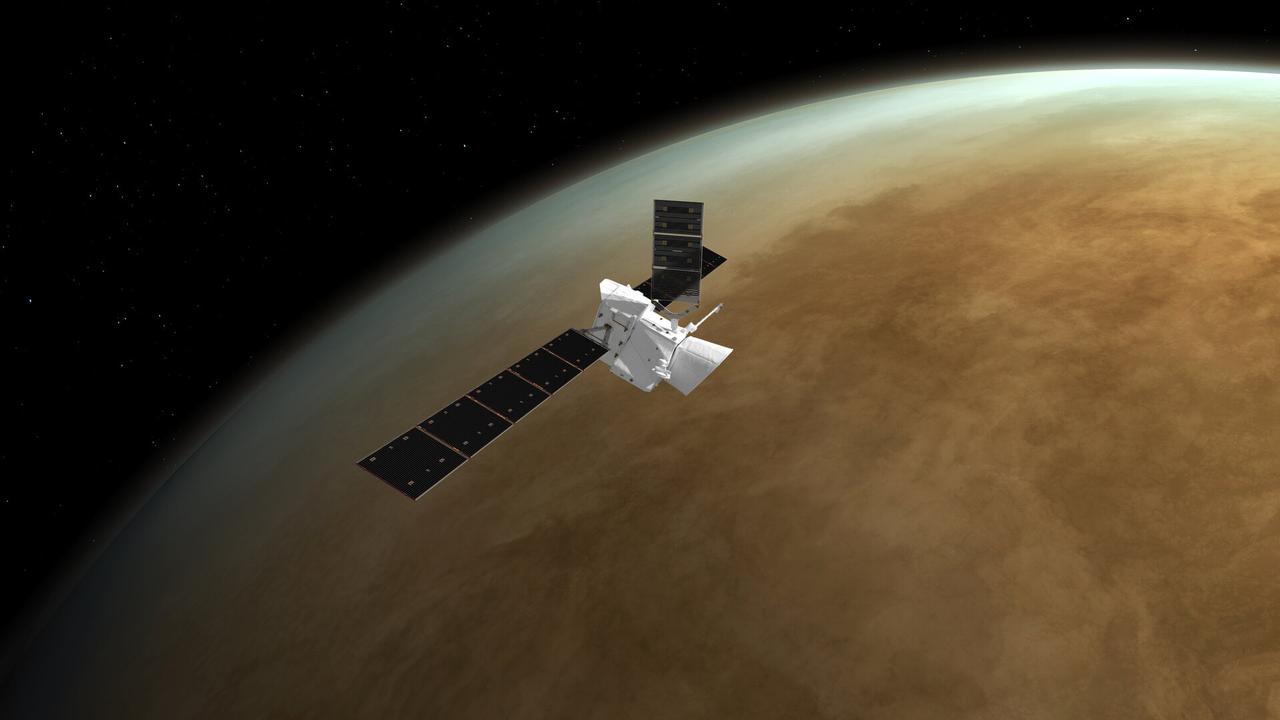 Une vue d'artiste de BepiColombo passant à proximité de Vénus le 10 août 2021. [ESA - ATG medialab]