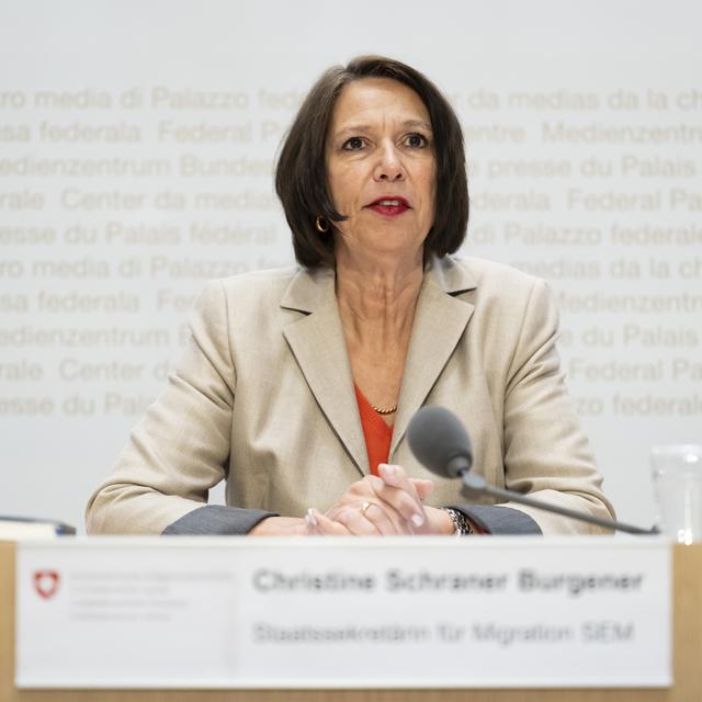 La secrétaire d'Etat aux migrations Christine Schraner Burgener. [Keystone - Anthony Anex]