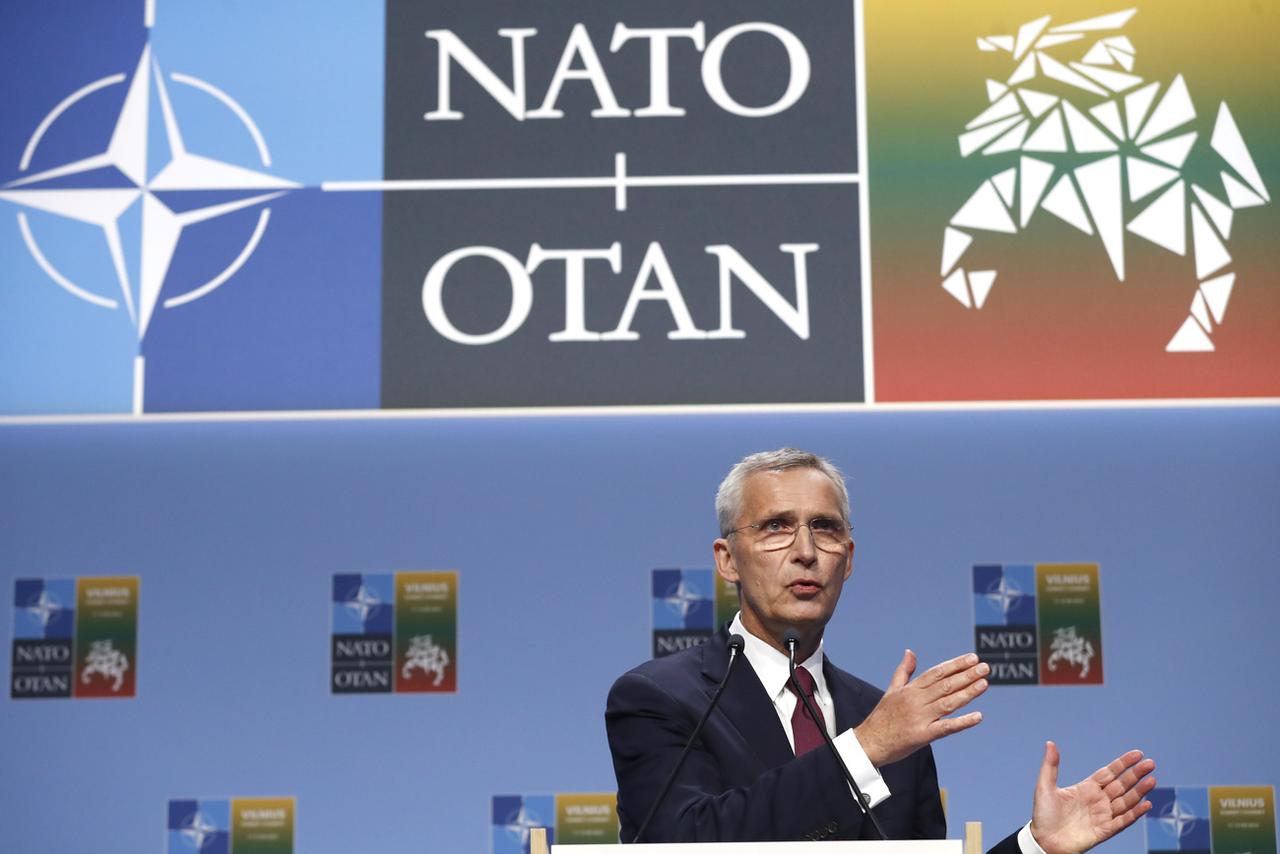 Le chef de l'Otan Jens Stoltenberg. [Keystone - AP Photo/Mindaugas Kulbis]