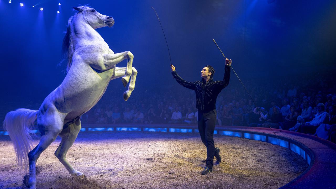 Ivan Frédéric Knie pendant une représentation du cirque Knie le 8 juin 2023 à Bâle. [Keystone - Georgios Kefalas]