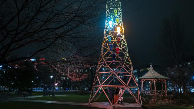 Le nouveau projet "Le chant des sirènes" par Le Lux Lab, est présenté à Genève, jeudi 26 janvier 2023, comme l'un des nouveaux projets du Geneva Lux Festival. [KEYSTONE - Martial Trezzini]