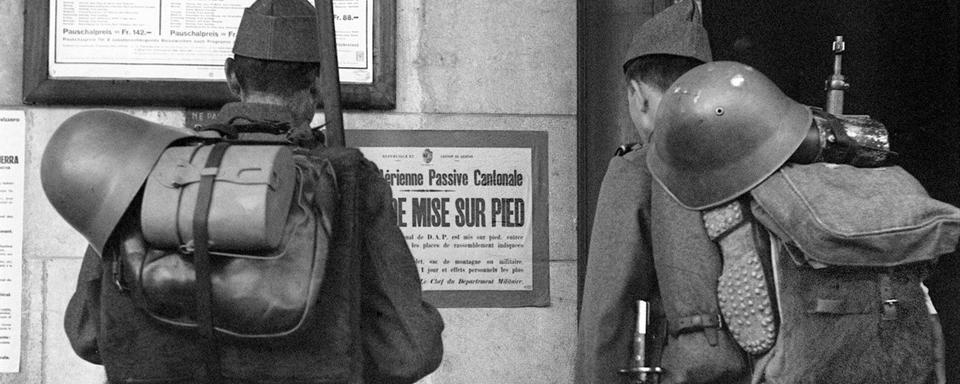 Soldats suisses mobilisés à Genève, 1939. [Keystone]