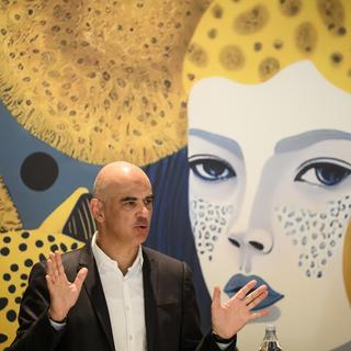 Alain Berset a fait le bilan de son investissement dans le cinéma suisse à Locarno. [Keystone - Jean-Christophe Bott]