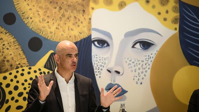 Alain Berset a fait le bilan de son investissement dans le cinéma suisse à Locarno. [Keystone - Jean-Christophe Bott]