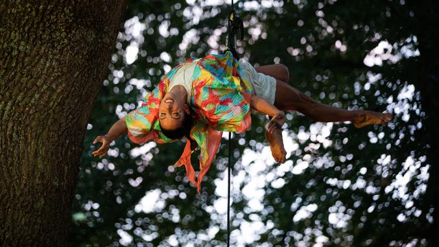Fête de la danse 2023, "Zwischen Bäumen" spectacle de danse aérienne dans les arbres. [Fête de la danse - Eleni Kougionis]