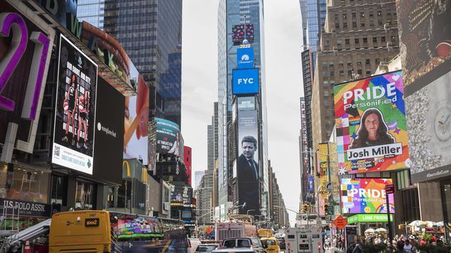 De la publicité affichée à Times Square, à New York. [Keystone - Alessandro della Valle]