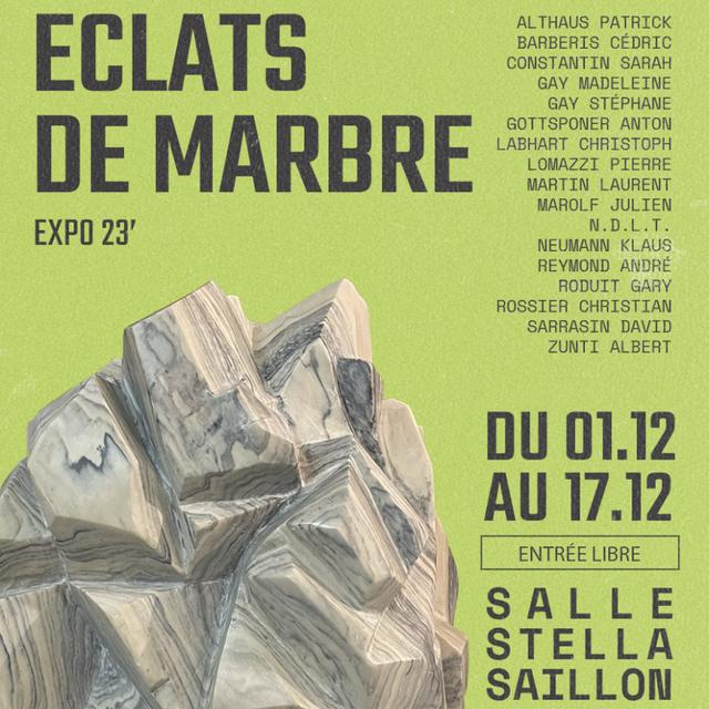 L'affiche de l'exposition "Eclats de Marbre" à la salle Stella de Saillon. [DR]