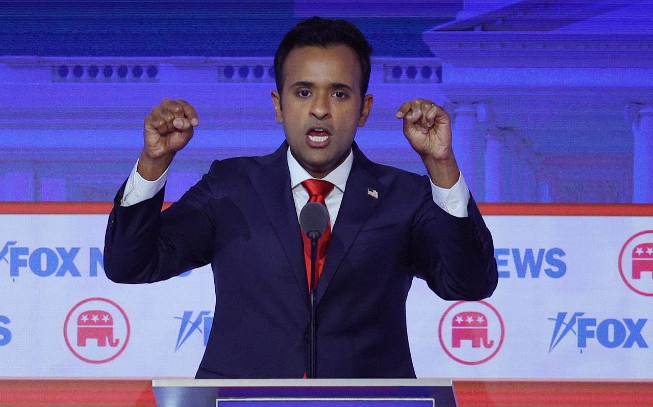 Vivek Ramaswamy, ancien cadre en biotechnologie, lors du premier débat des candidats républicains pour la campagne présidentielle américaine. [reuters - Brian Snyder]