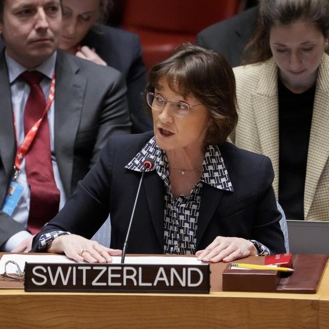 Pascale Baeriswyl, représentante permanente de la Confédération auprès de l'ONU à New York. [Keystone - John Minchillo]