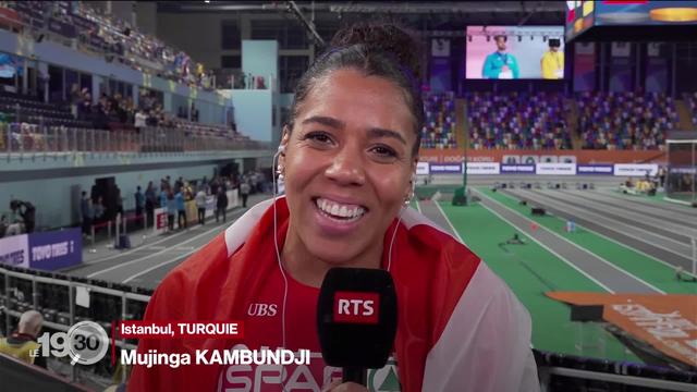 Athlétisme: Mujinga Kambundji sacrée championne d'Europe du 60m en salle. Sa réaction juste après la victoire