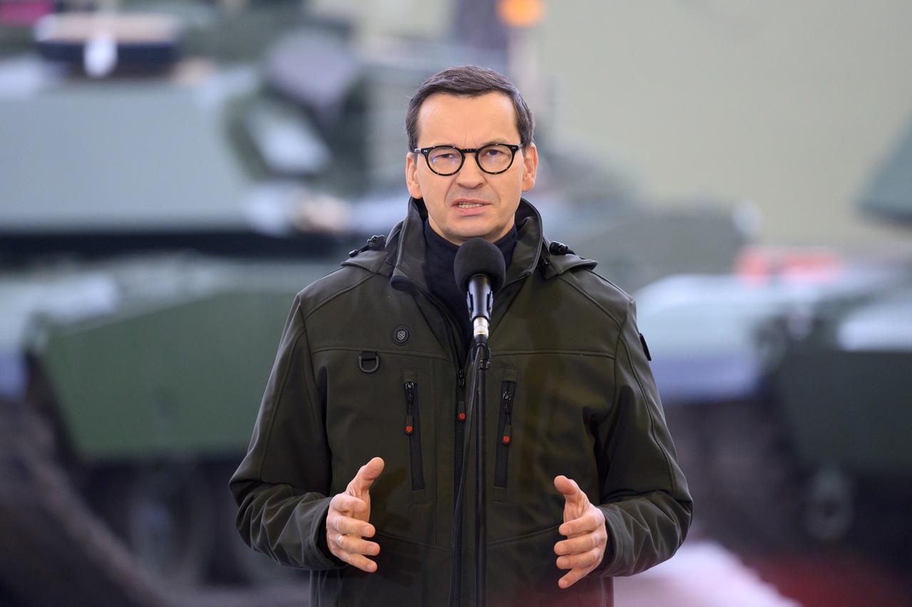 Le Premier ministre polonais Mateusz Morawiecki. [Keystone - EPA/Jakub Kaczmarczyk]