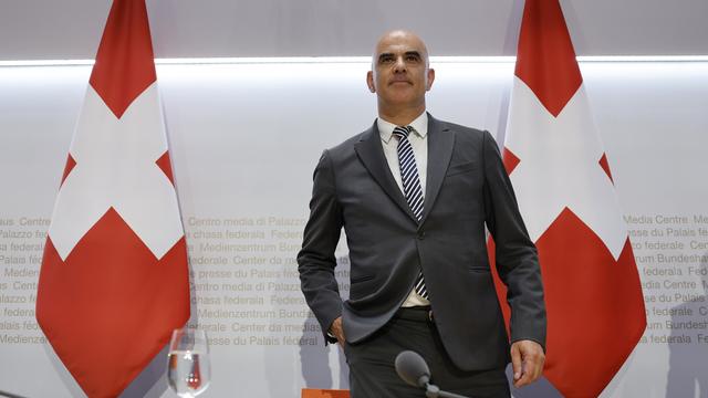 Le président de la Confédération Alain Berset annonce son retrait à la fin de la législature. [Keystone - Peter Klaunzer]