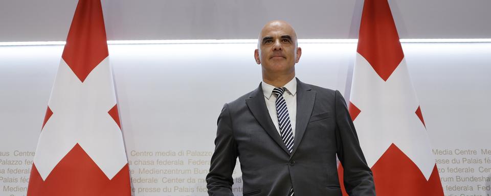 Le président de la Confédération Alain Berset annonce son retrait à la fin de la législature. [Keystone - Peter Klaunzer]