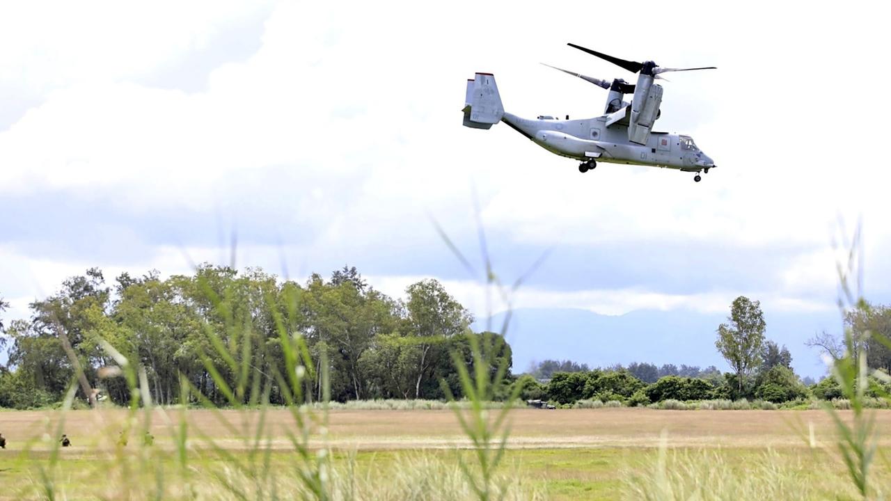 Un Osprey de l'armée américaine lors d'un exercice conjoint avec l'Australie et les Philippines. [Keystone - Philippine DND Defense Communications Service and AFP Public Affairs Office via AP]