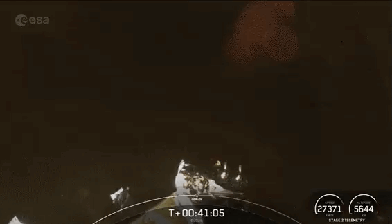 Environ 40 minutes après son lancement, le satellite Euclid se sépare de son lanceur pour voyager seul dans l'espace jusqu'au point Lagrange 2. [SpaceX/ESA]