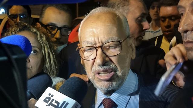 Rached Ghannouchi, chef du parti d'opposition Ennahdha, a été arrêté. [Hassene Dridi]