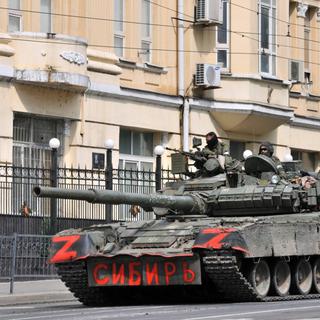 Un char des rebelles du groupe Wagner dans les rues de Rostovv, le 24 juin 2023. [AFP - Anadolu Agency]