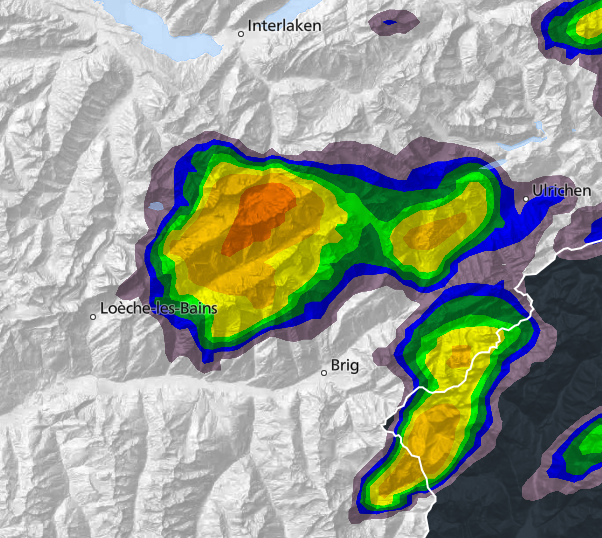 Le radar météorologique de l'application et du site MétéoSuisse est utile pour prédire la période et l'intensité des orages, mais ne peut pas prédire précisément le lieu.