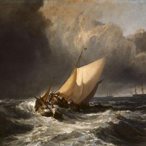 Bateaux hollandais dans la tempête: pêcheur s'efforçant de remonter leurs poissons à bord de J. M. W. Turner (1801). [Domain public - J. M. W. Turner (1775–1851)]