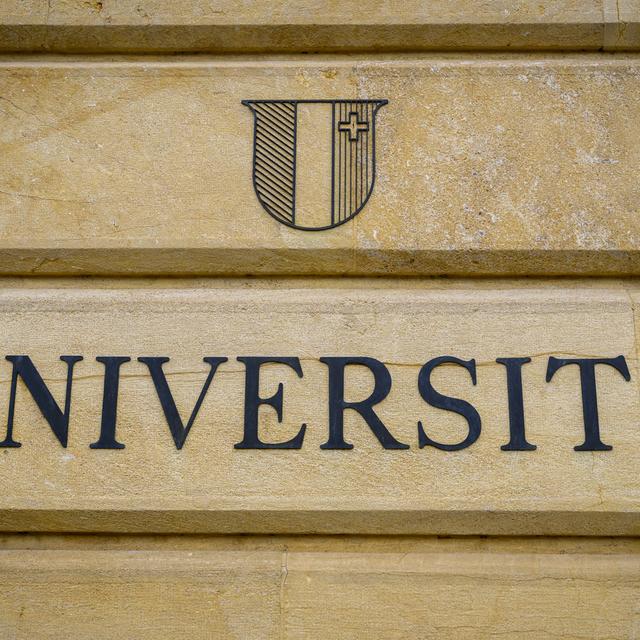 Le logo de l'Université de Neuchâtel. [Keystone - Jean-Christophe Bott]