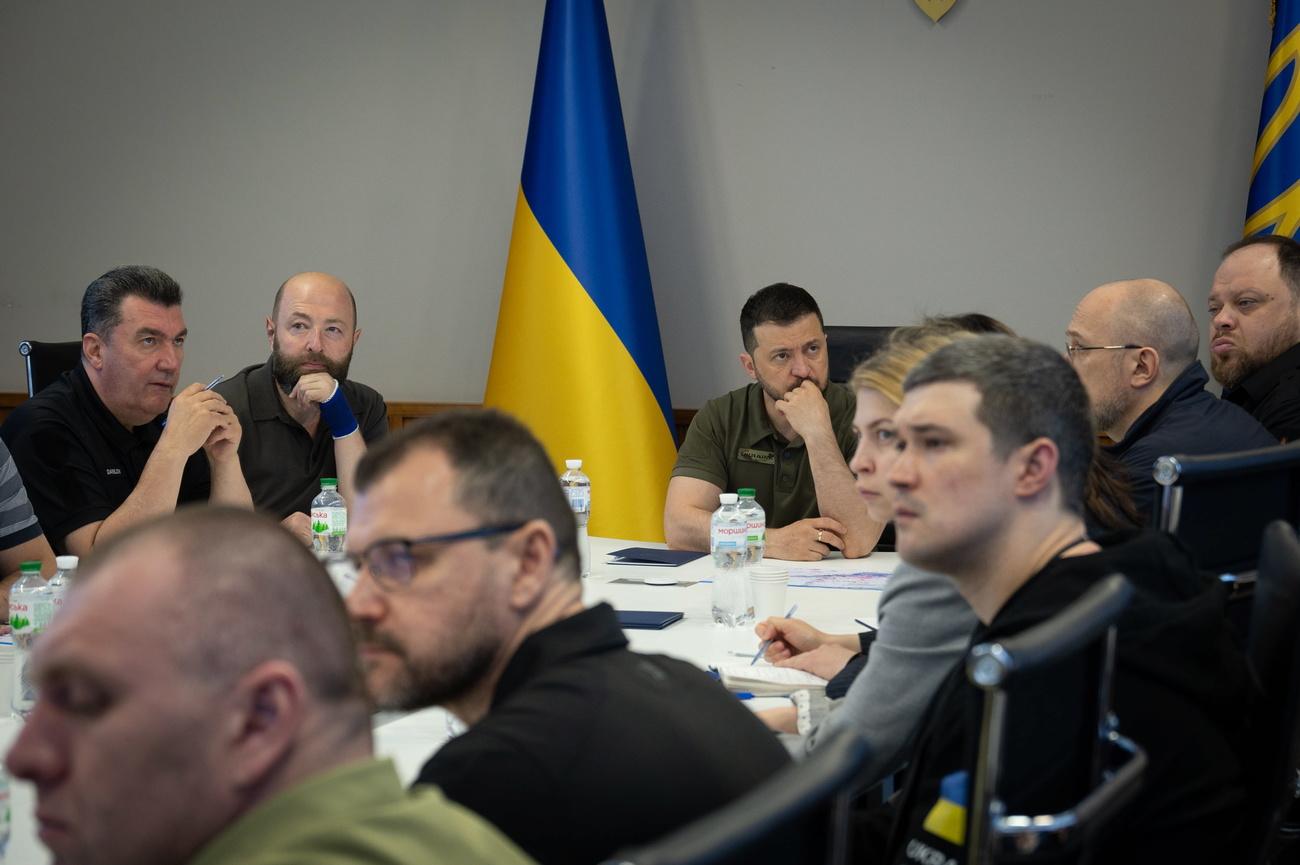 Le président ukrainien Zelensky a convoqué son Conseil de sécurité. [Keystone - Ukrainian presidential press service]