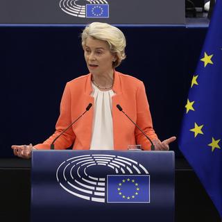 Ursula von der Leyen a présidé la Commission européenne à travers une période presque ininterrompue de crises. [Keystone/EPA - Julien Warnand]