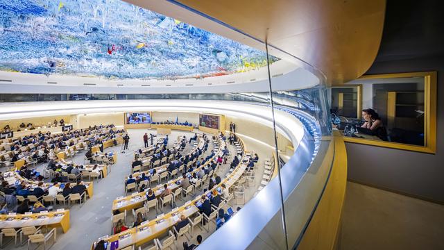 L'intérieur du Palais des Nations à Genève. [Keystone - Valentin Flauraud]