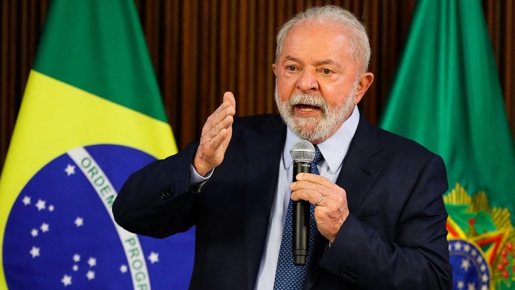 Luiz Inacio Lula lors d'un discours au palais du Planalto à Brasilia en janvier 2023. [Agência Estado via AFP - WILTON JUNIOR]