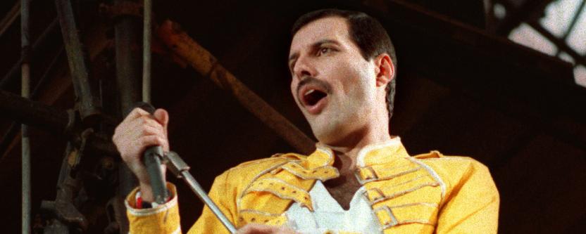 Le chanteur de Queen, Freddie Mercury (1986). [Keystone - AP Photo / Marco Arndt]