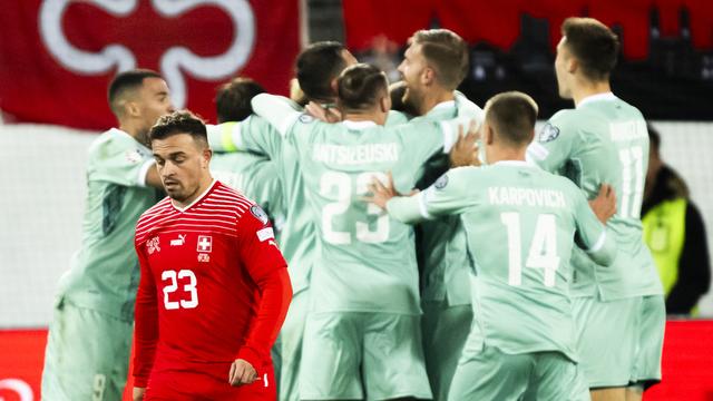 La Suisse a fait match nul contre la Biélorussie lors des premières qualifications pour l'Euro 2024 de football. [Keystone - Gian Ehrenzeller]
