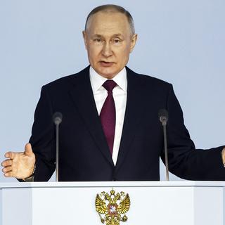 Le discours de Vladimir Poutine. [Kremlin Pool Photo via AP - Dmitry Astakhov]