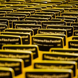 Sur la Piazza Grande de Locarno pendant le 76e Festival du film, le 2 août 2023. [Keystone - Jean-Christophe Bott]