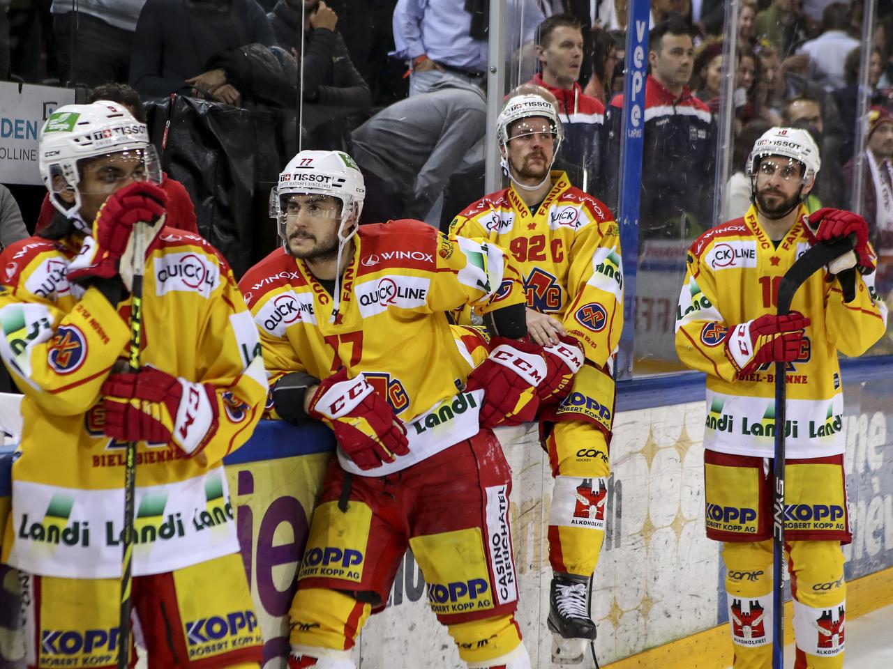 Le désarroi des Biennois était immense au coup de sifflet final. [Pascal Muller/freshfocus - Pascal Muller]