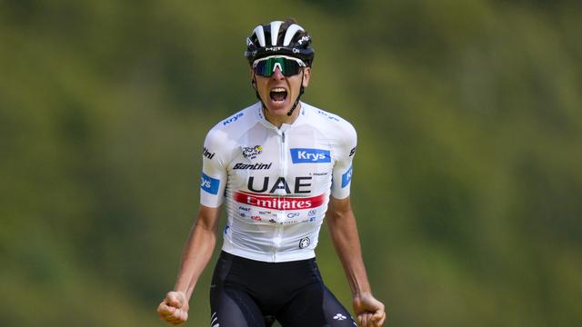 Le cycliste slovène Tadej Pogacar remporte l'avant dernière étape du Tour de France 2023. [AP Photo/Keystone - Daniel Cole]