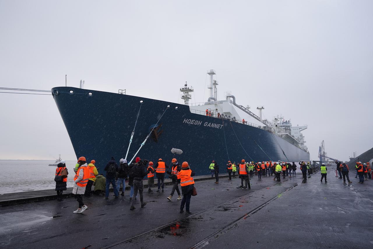 Le nouveau terminal d'importation de gaz naturel liquéfié (GNL) à Brunsbüttel, sur la mer Baltique. [DPA/Keystone - Marcus Brandt]