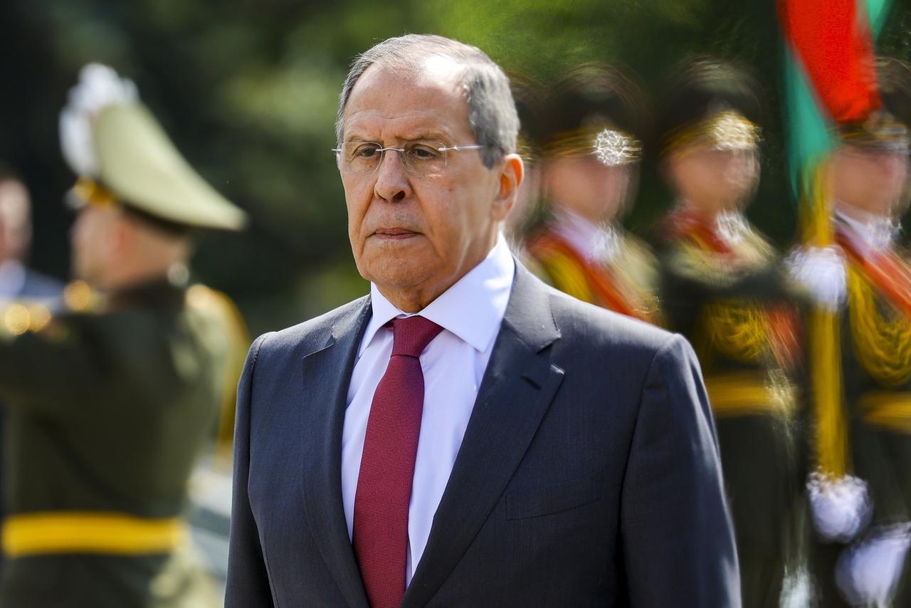 Le ministre russe des Affaires étrangères, Sergueï Lavrov, photographié ici le 20 juin 2023 en Biélorussie. [AP/Keystone - Affaires étrangères russes]