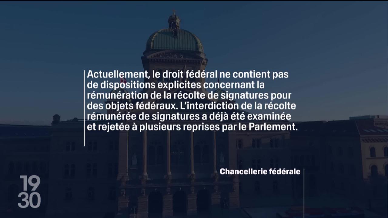 Le Conseil fédéral refuse d'interdire la récolte de signature contre rémunération