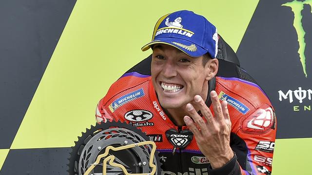 La joie d'Aleix Espargaro, vainqueur du Grand Prix de Grande-Bretagne. [Rui Vieira]