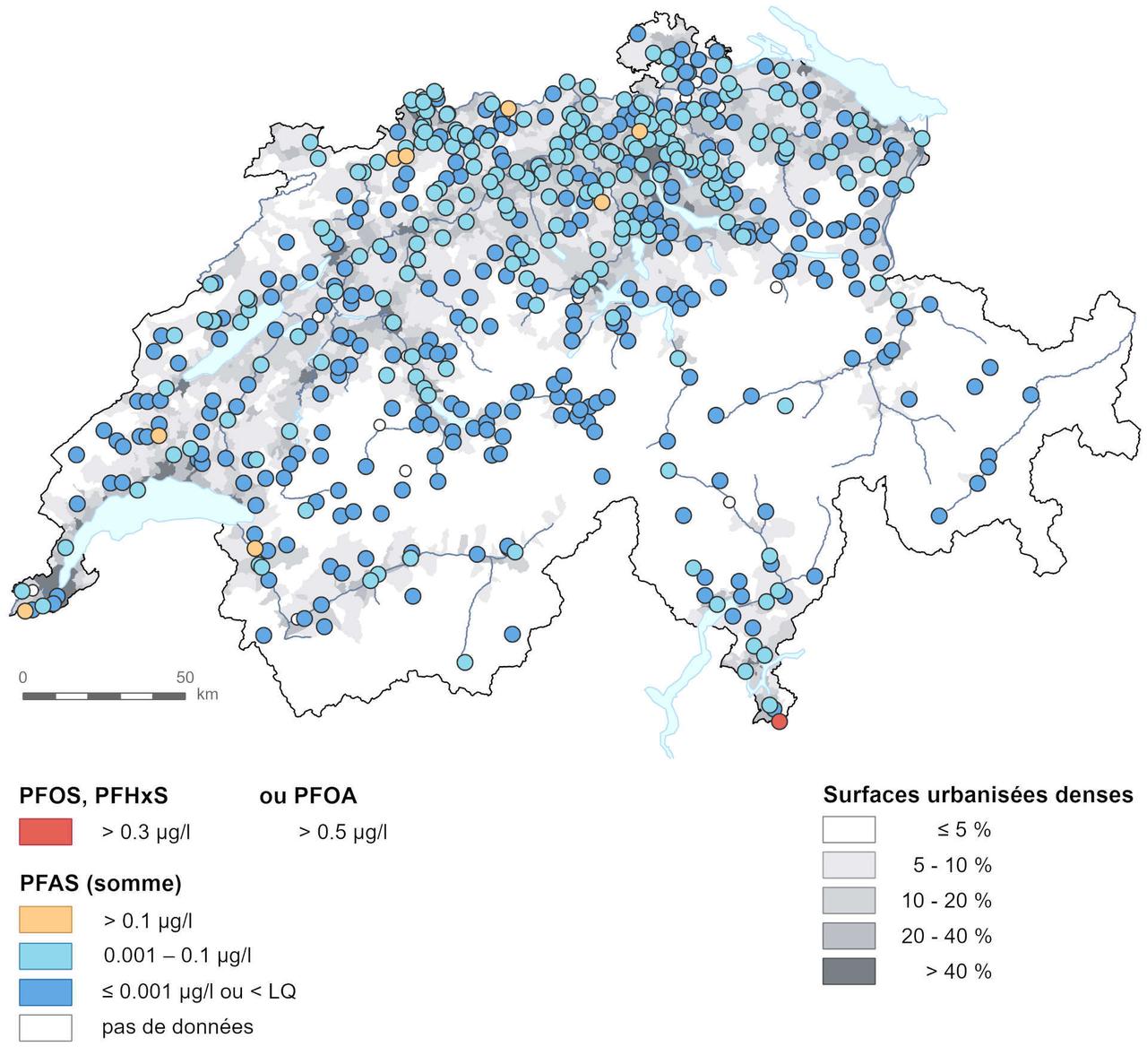 Valeurs limites dans les eaux souterraines et l’eau potable. [OFEV]