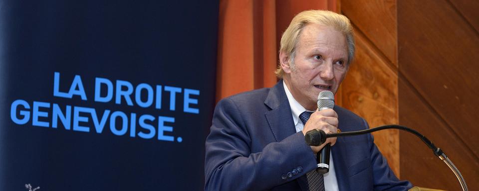 Le candidat MCG Philippe Morel se présente pour l'élection au Conseil d'État genevois. [kEYSTONE - Martial Trezzini]