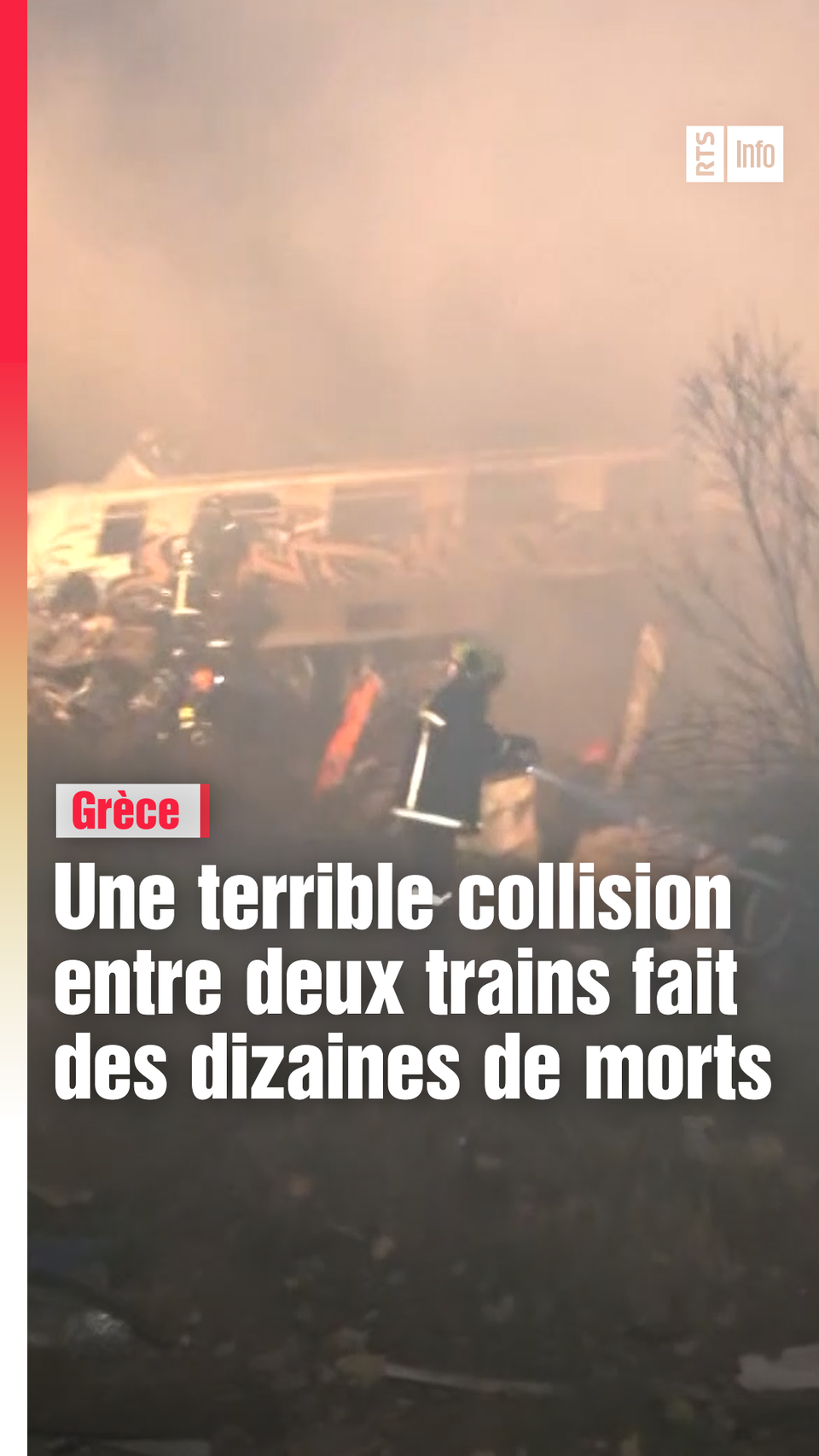 Premières images de la collision de train en Grèce