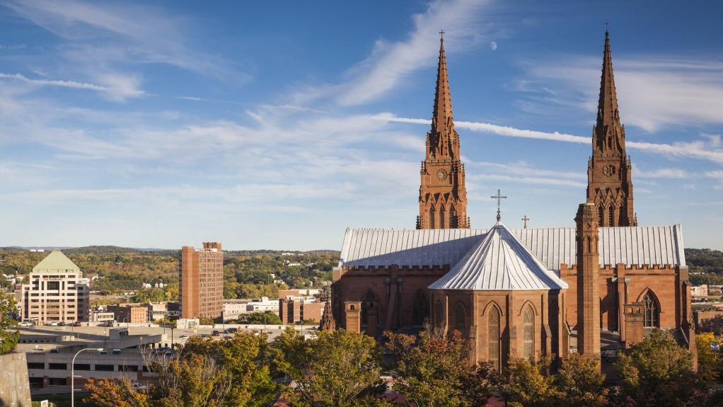 La cathédrale d'Albany, dans l'Etat de New York, où le diocèse est en faillite. [Hemis/AFP - Walter Bibikow]