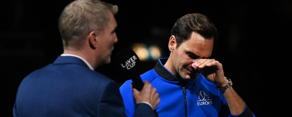 Roger Federer au Laver Cup. [Keystone - EPA/ Andy Rain]