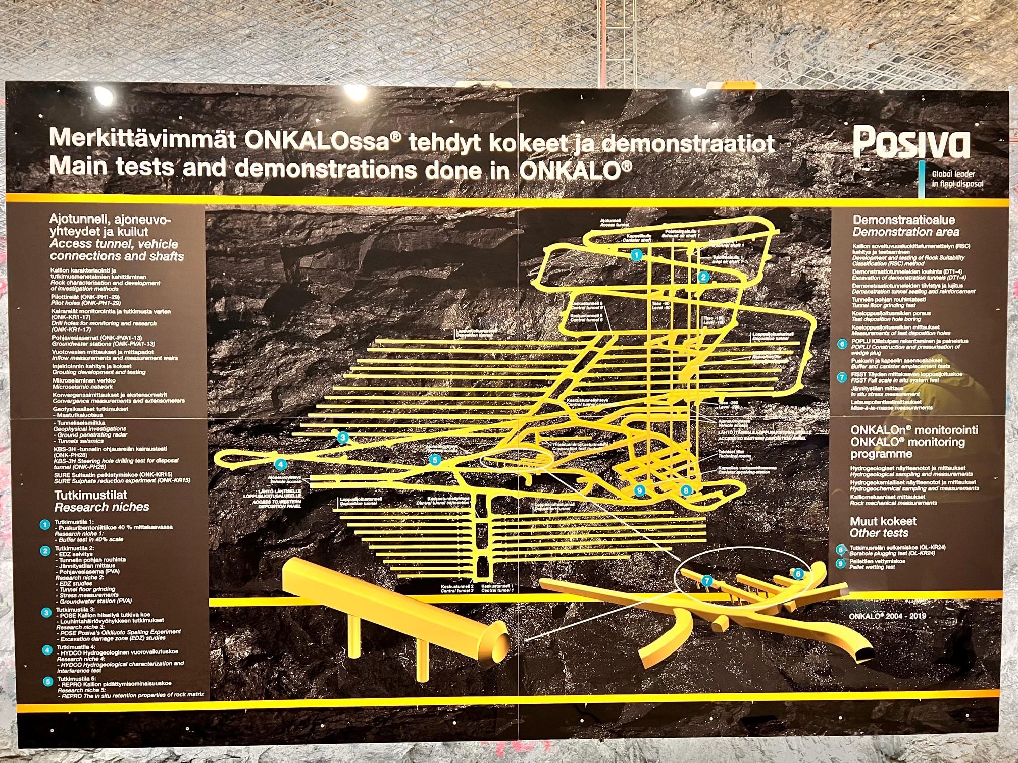 Ce plan donne la mesure de l'étendue du dédale du site d'Onkalo, où quelque 35 kilomètres de galeries ont déjà été creusées. [RTS - Julien von Roten]