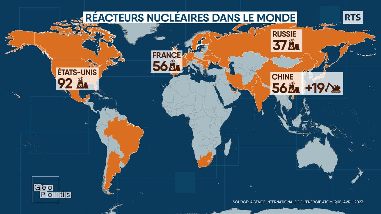 Pays qui comptent le plus de réacteurs nucléaires. [RTS - Géopolitis]