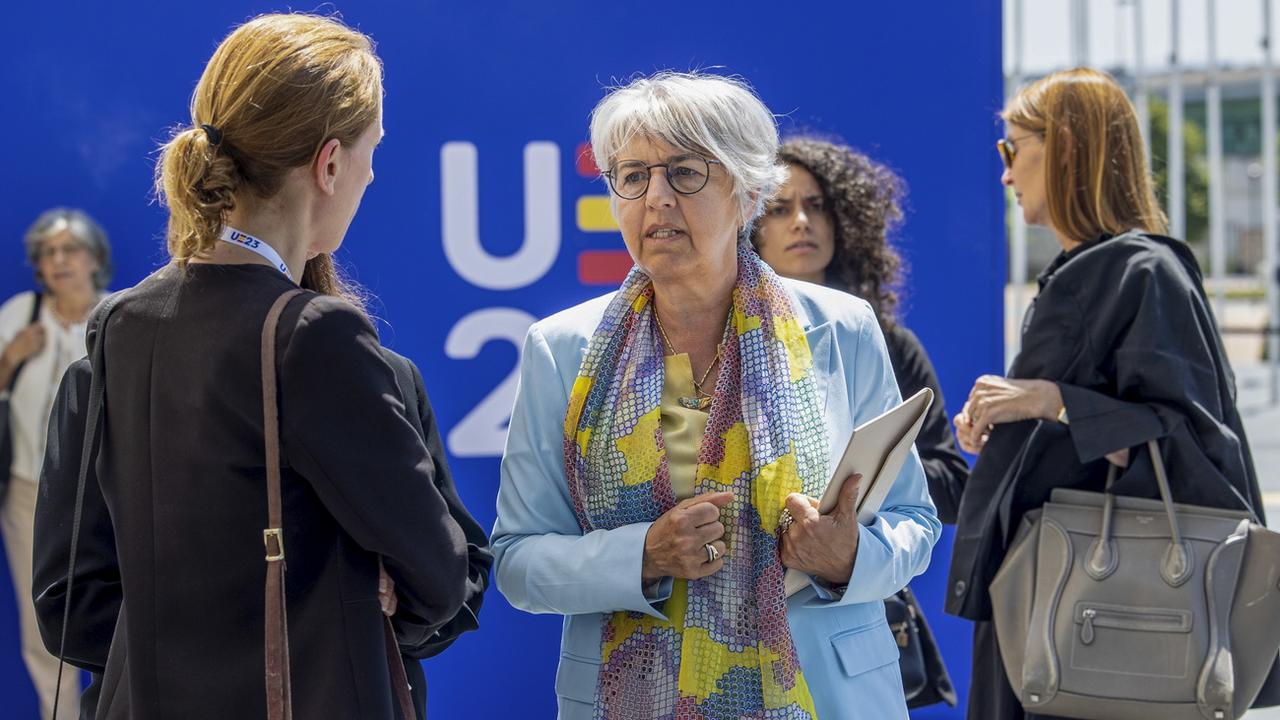 La conseillère fédérale Elisabeth Baume-Schneider a participé aux discussions de l'Union européenne sur la gestion des réfugiés en situations de crise. [Keystone - Raquel Manzanares - EPA]