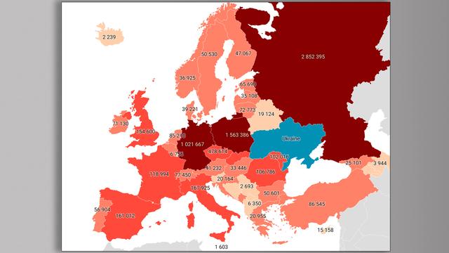 Notre carte sur l'accueil des personnes ayant fui l'Ukraine depuis le début du conflit avec la Russie. [RTS]