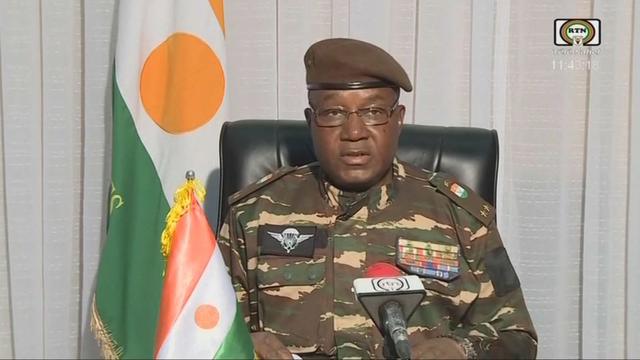 Le général Abdourahamane Tiani le 28 juillet 2023. [AFP - Télé Sahel]