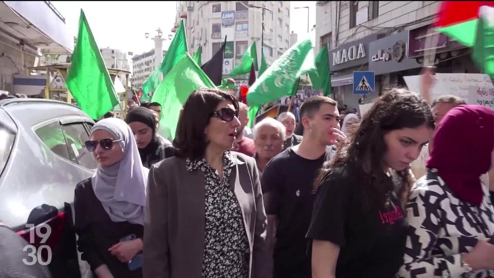 En Cisjordanie, des Palestiniens manifestent en soutien à Gaza.